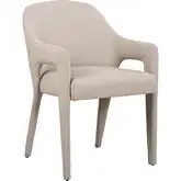 Hokkaido Dining Arm Chair in Pigeon Neutral Leather (Set of 2)
